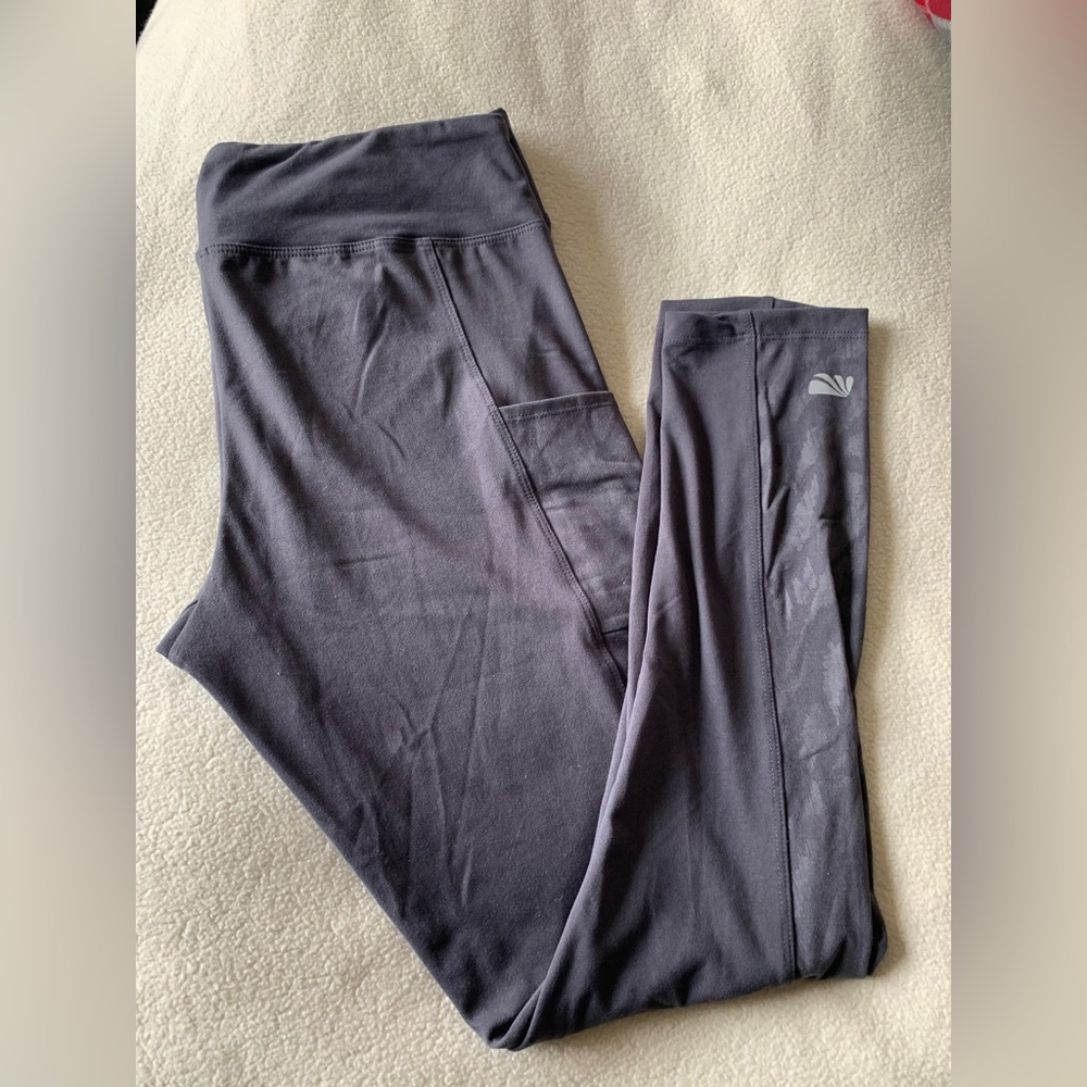 Marika Ankle Leggings Gray Women's L Polyester Spandex Coolmax Pockets
